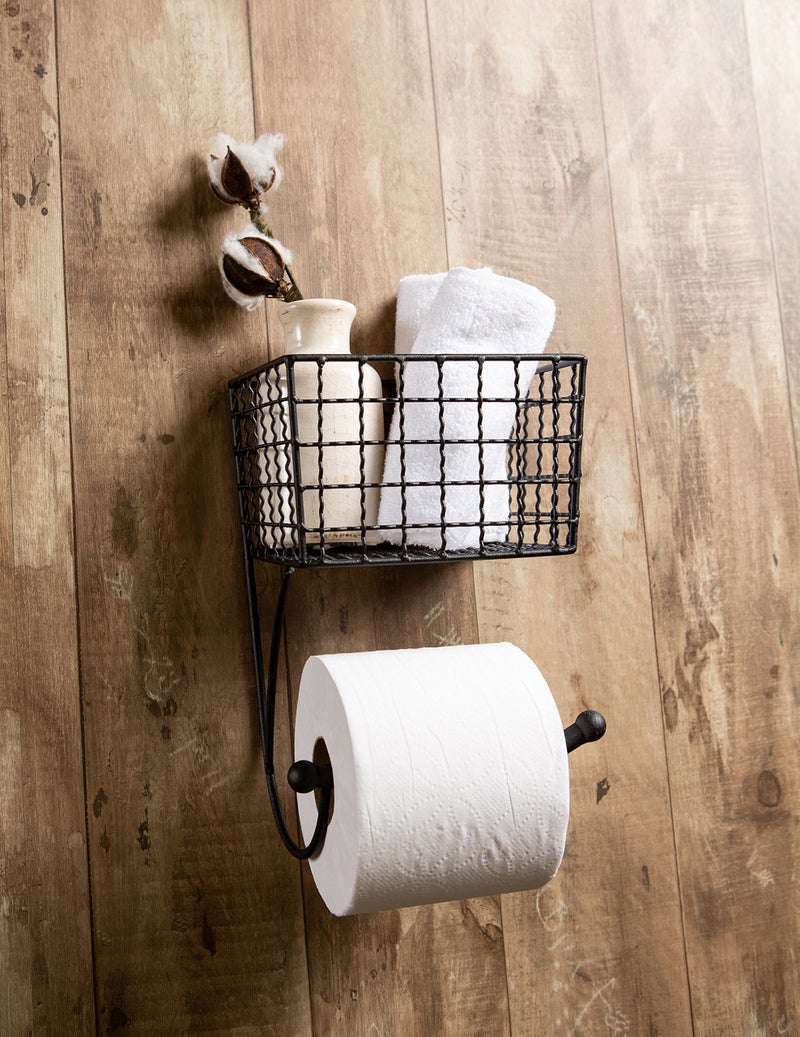 DII Rustic Farmhouse Bathroom DÃ©cor, Metal Storage, Toilet Paper Holder, Black - Image 4